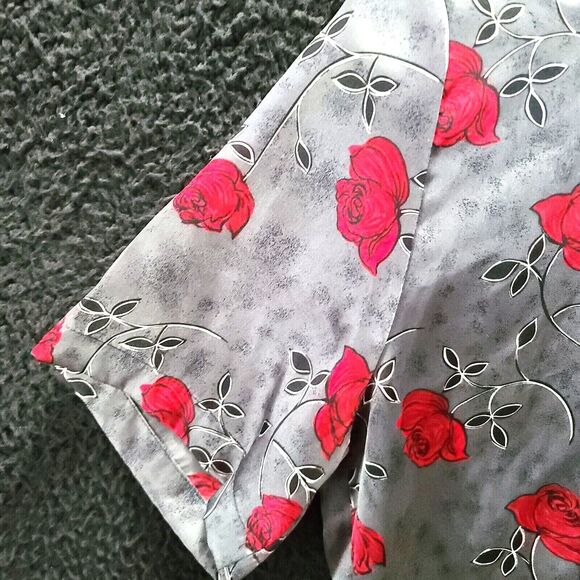 Christie & Jill Womens Button Up Multi-Color Size 10 100% Polyester Short Sleeve - Picture 9 of 12